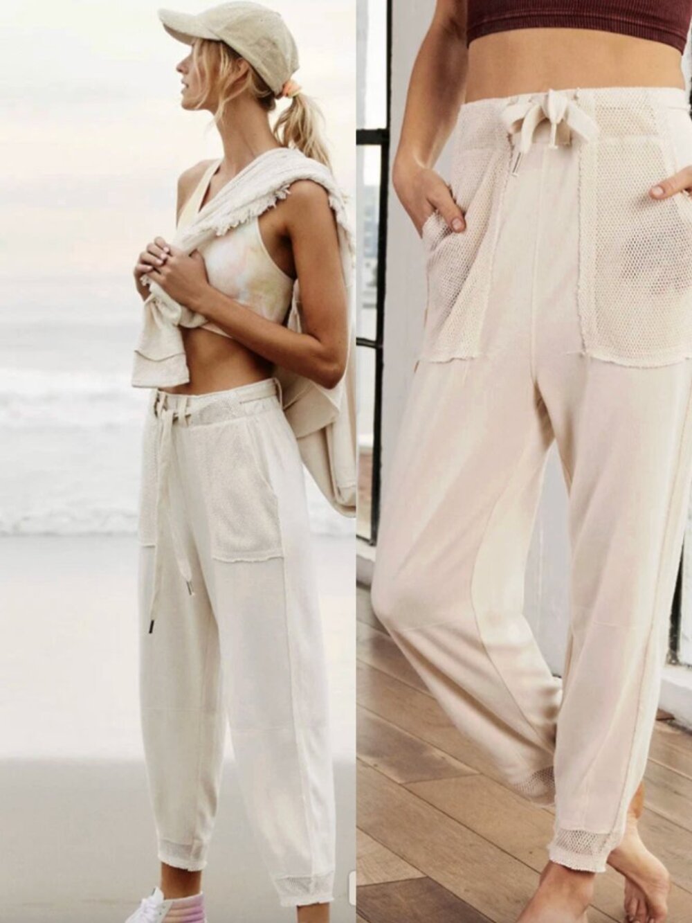 Free People Movement Peacemaker Joggers Cream Drawstring Pants